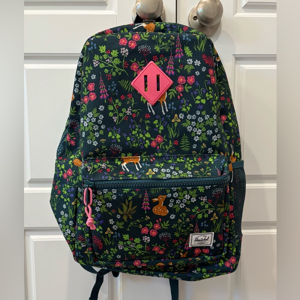 EUC Herschel 26L Backpack, LE print, “deer woodland dark sea”